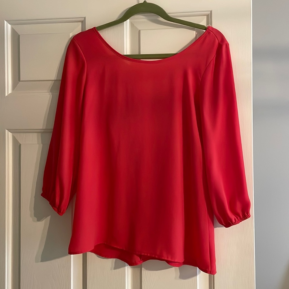 Moa Moa coral blouse with bow detail in back